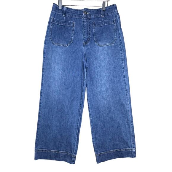Habitat Clothes To Live In Jeans Wide Leg High Rise Cropped Blue Women Sz 10 EUC - Picture 11 of 15